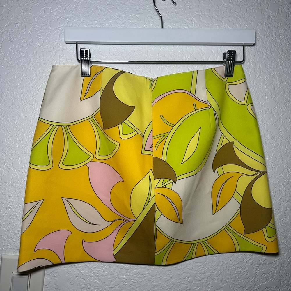 Zara Retro Print Yellow/Green Multicored Mini Skirt Size Medium - Picture 7 of 7